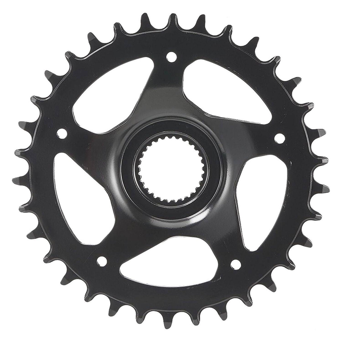 Zwart M-Wave kettingblad voor E-Bike Bosch-4, 34T, single speed 3/32, zichtbaar met tandranden en merklogo