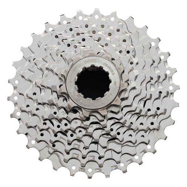 Shimano Sora CS-HG50 9-speed cassette met 11-30T tandwielen, geschikt voor racefietsen en mountainbikes.