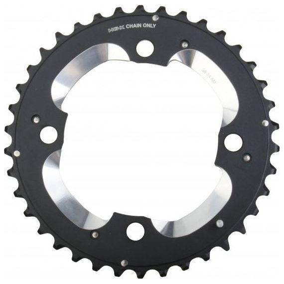 Shimano Deore XT FC-M785 38T 4-arm kettingblad voor 10-speed mountainbikes, zichtbaar op de afbeelding.