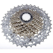 Shimano SLX CS-HG81 10-speed cassette 11-34T met metalen tanden en zwarte behuizing, geschikt voor mountainbikes en racefietsen.