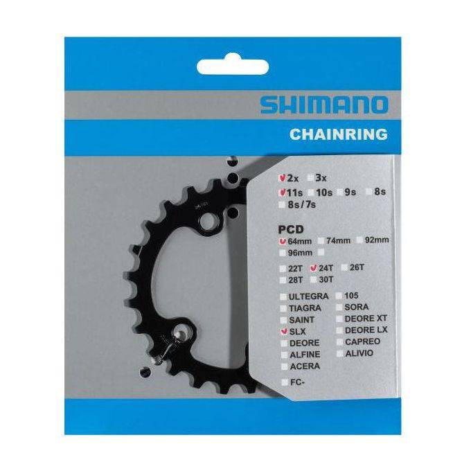 Shimano SLX FC-M7000 kettingblad 4-gats zwart voor 11-speed fiets, zichtbaar met ronde tanden en montagegaten