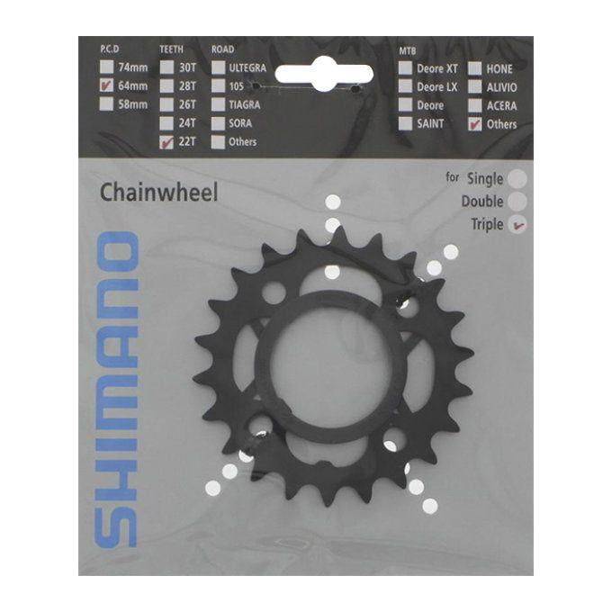 Zwart Shimano kettingblad 26T voor 9-speed Acera FC-M391, zichtbaar in de afbeelding.