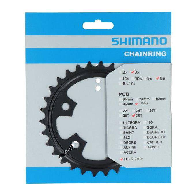 Shimano Claris FC-R2030 30T staal kettingblad voor 7/8-speed fiets, zichtbaar op de afbeelding