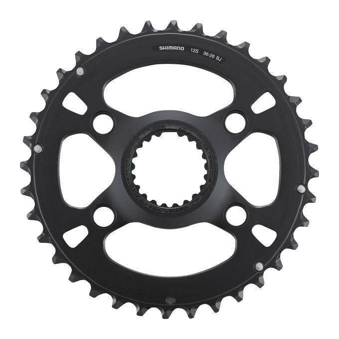Shimano SLX 36T 12-speed kettingblad voor FC-M7100 en FC-M7120, zichtbaar met tanden en bevestigingsgaten.