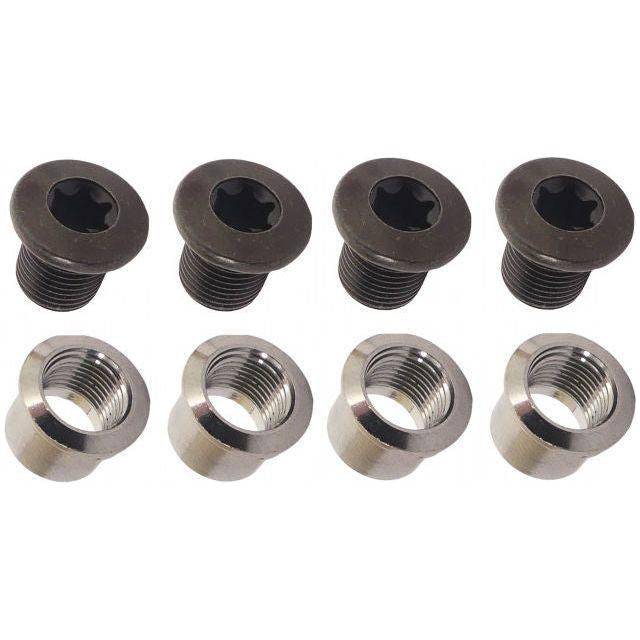 Shimano Steps bladbouten set van 4 voor SM-CRE80, geschikt voor fietskettingblad bevestiging, zwart metalen bouten.