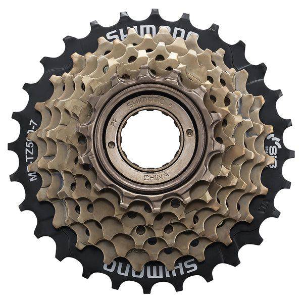 Shimano Tourney MF-TZ500 freewheel met 14-28T, Hyperglide, geschikt voor fietsonderdelen en mountainbikes.