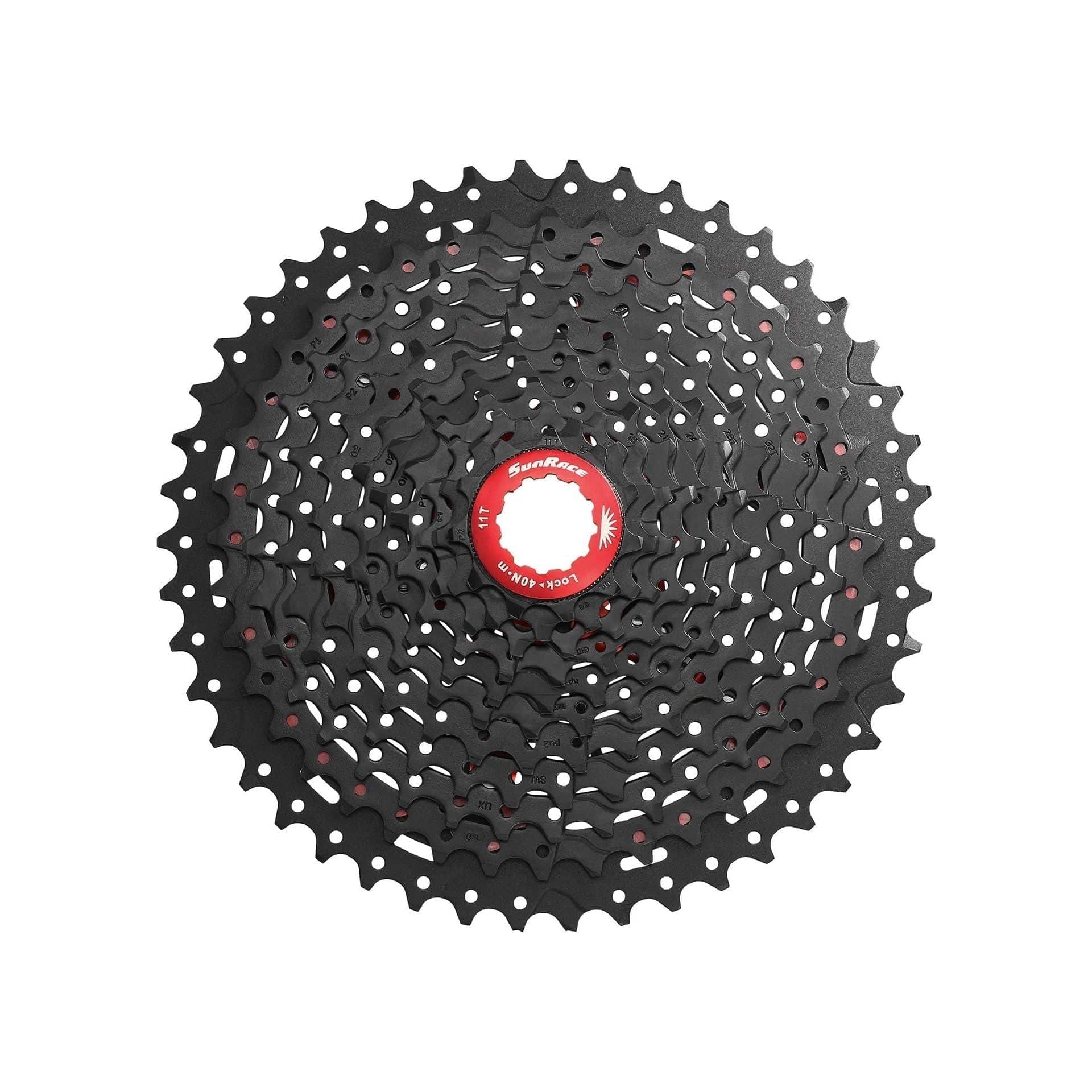 Sunrace Cassette Csmx8 - 11 Speed  - Zwart / Rood - Le Coq Wielerartikelen