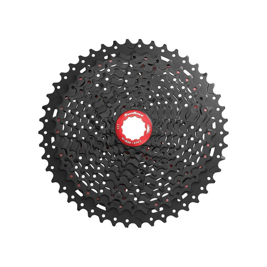 Sunrace Cassette Csmx8 - 11 Speed  - Zwart / Rood - Le Coq Wielerartikelen