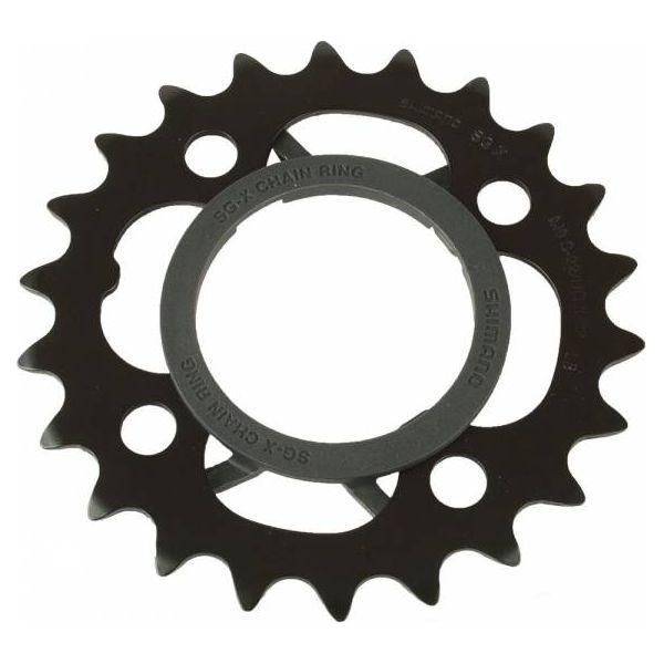 Shimano Acera FC-M361 kettingblad met 4 armen in zwart voor 10-speed fietstransmissie, zichtbaar in de afbeelding.