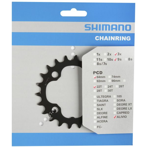 Shimano Deore M590 kettingbladen 9-speed, 4-arm, geschikt voor racefiets of mountainbike, met tandranden voor soepele schakeling