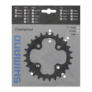 Shimano Deore M590 9-speed kettingblad met 4-arm ontwerp voor fiets, zichtbaar in de afbeelding.