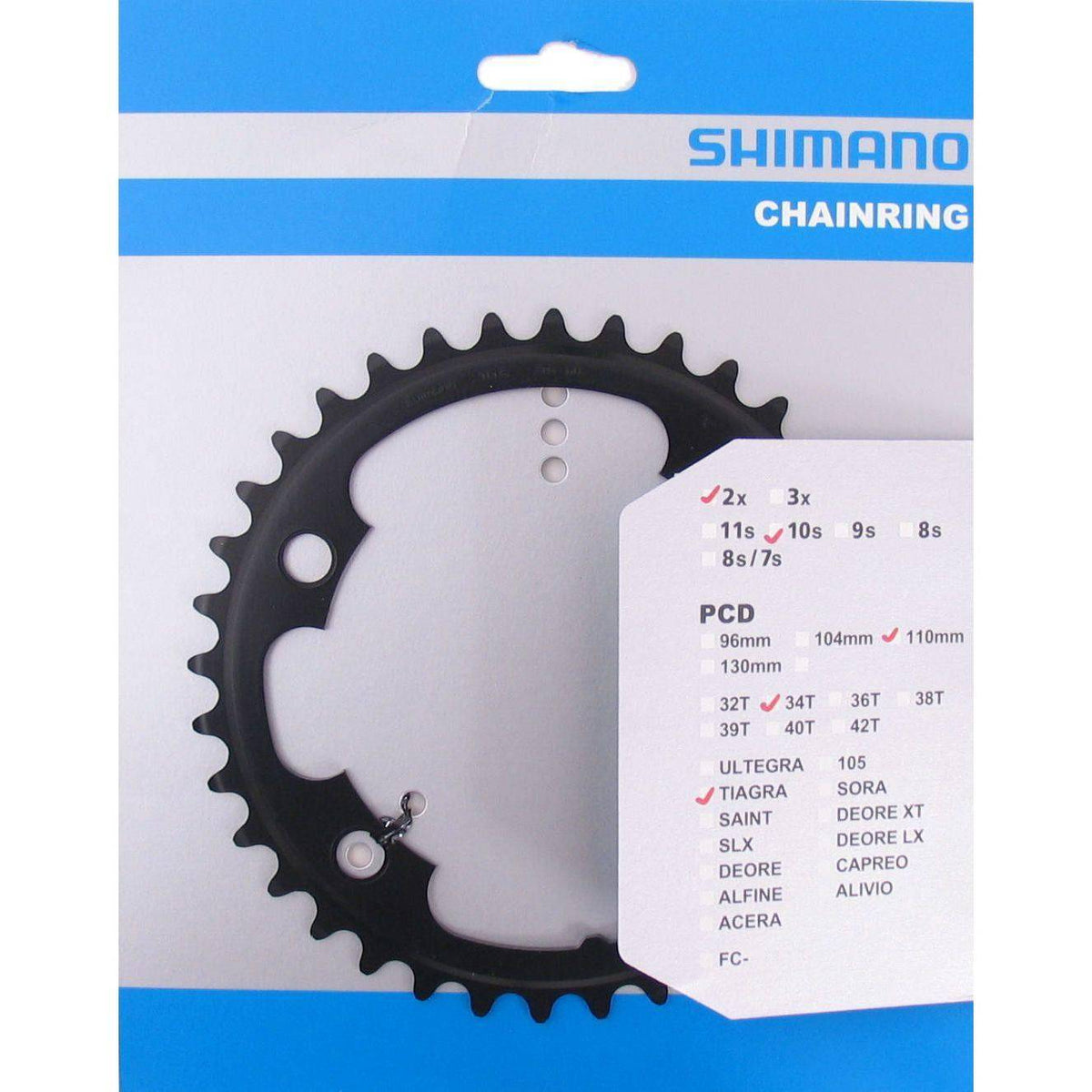 Shimano Tiagra FC-4700 34T kettingblad voor racefiets, zwart met 34 tanden en originele Shimano afwerking.