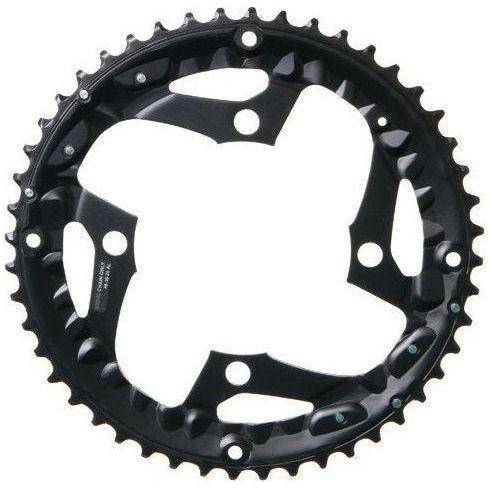 Shimano FC-T521 48T 10-speed zwart kettingblad voor mountainbikes en racefietsen, zichtbaar in de afbeelding.