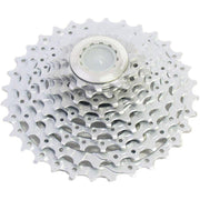 Shimano Deore XT CS-M770 9-speed cassette met aluminium spider, zichtbaar met tandwielen en mechanische details.