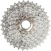 Shimano Deore XT CS-M770 9-speed cassette met aluminium spider en stevige constructie, geschikt voor mountainbikes en racefietsen.