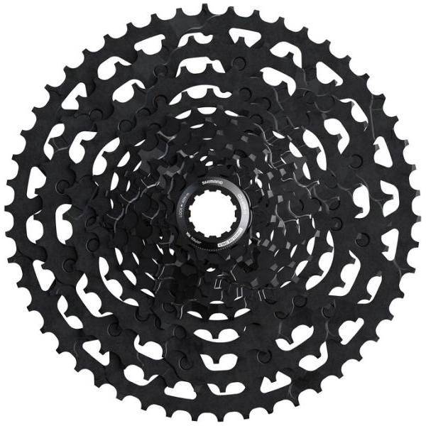 Shimano CS-LG700 11-50T 11-speed Linkglide cassette met metalen tanden en kleurrijke markeringen, geschikt voor mountainbike.