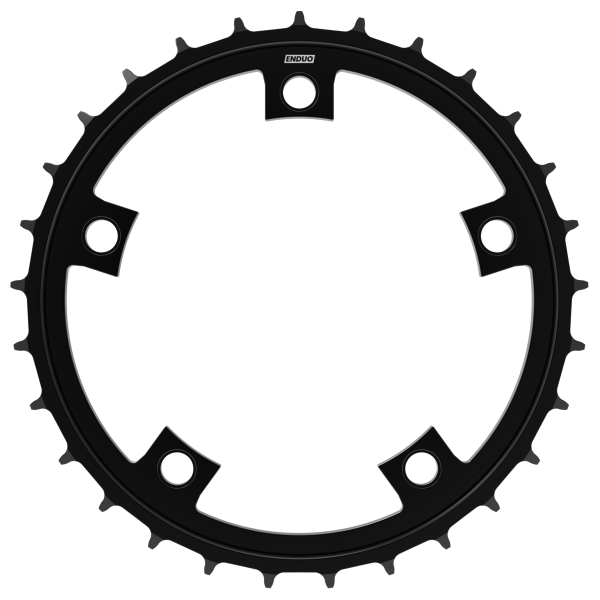 Zwart kettingblad 64T Enduo Cargo 5-B 130-Bcd Di2 Cl-41.7 voor mountainbike of cargofiets, zichtbaar in afbeelding.