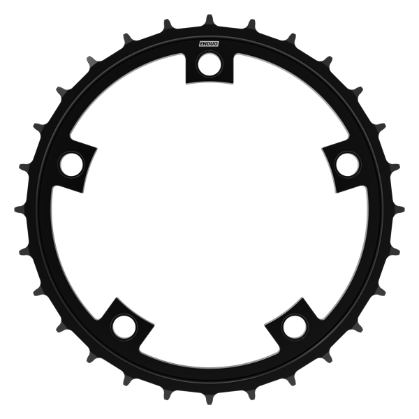 Zwart kettingblad Enduo Cargo 56T voor fiets, 130 BCD, CL 46,7 mm, geschikt voor cargo bikes, zichtbaar in de afbeelding