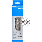 Shimano CN-LG500 Linkglide ketting voor 10/11 snelheden, zichtbaar met metalen schakels en branding voor 11-speed fiets.