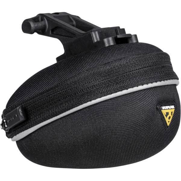 Topeak Pro Pack S clip zadeltas bevestigd aan een fiets, compact en waterdicht voor veilige bagageopslag