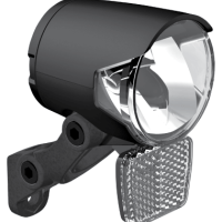 Herrmans H-Black MR4 E koplamp 6-12 V met houder, 120 lumen, compacte fietslamp voor veilige ritten in donker en schemer.