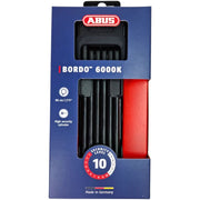 Zwart Abus Bordo Big Alarm 6000KA/120 Vouwslot, 120 cm lang, met Xplus beveiligingsfunctie, zichtbaar in de afbeelding