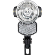 Zwarte Axa Blueline 50-T Steady koplamp met naafdynamo en 50 lux verlichting voor fiets, zichtbaar op de afbeelding