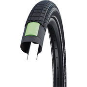 Schwalbe Super Moto-X 20 inch stadsfiets buitenband met groene Guard bescherming en duurzame rubber, zwart van kleur