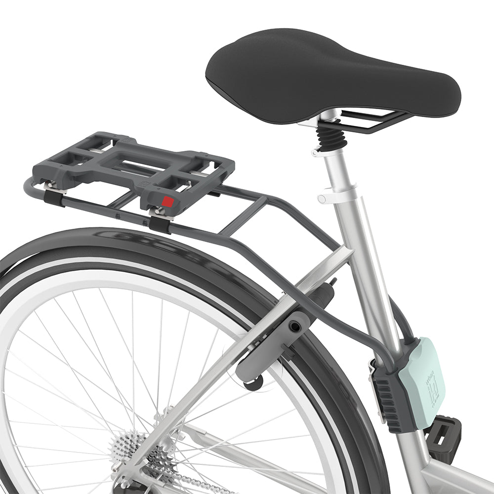 Urban Iki achterzitje voor fiets, bevestiging op frame, zwart, met zitje en veiligheidsgordel, geschikt voor kinderfietsen.