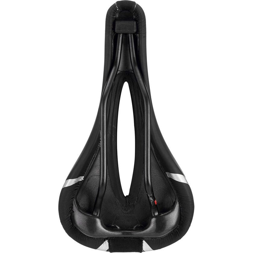 Selle Italia Lady Gel Flow zadel met manganese rails, geschikt voor stads- en e-bikes, met comfortabele gelvulling en zwart ontwerp