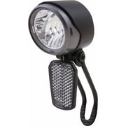 Spanninga X&O 30 Xe e-bike koplamp met verstelbare lamp en zwarte behuizing, geschikt voor 6-36V elektrische fietsen