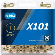 Kmc X101 1/2" x 1/8" enkele snelheidsketting met 112 schakels voor fietsen, stevig en duurzaam ontwerp
