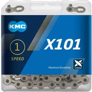 KMC Ketting X101 1/2" x 1/8" Single Speed, 112 schakels, geschikt voor enkelvoudige snelheid fietsen, zwart metalen ketting