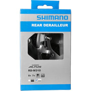 Shimano Altus RD-M310 7/8-versie achterderailleur in zilver met Wide-Link, geschikt voor mountainbikes en hybrides