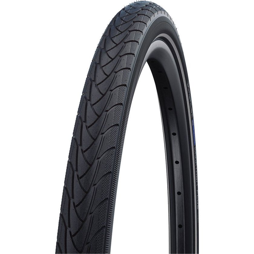 Zwarte Schwalbe 16-inch Marathon Plus SmartGuard E-bike buitenband met anti-leklaag en stevige constructie.