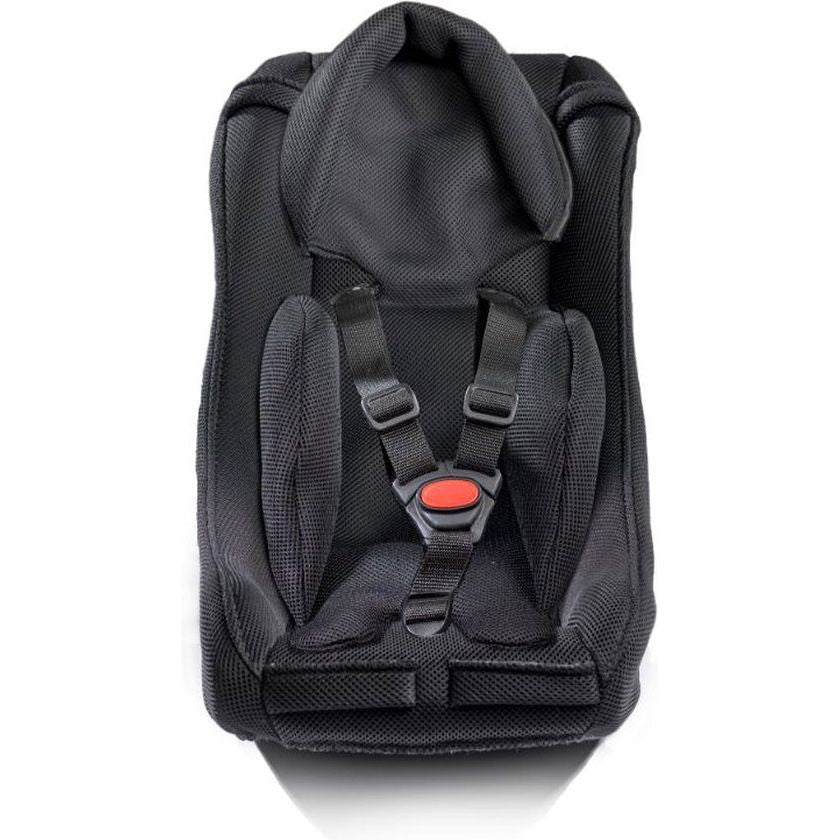 Kinderzitje voor bakfiets van Melia, zwart, geschikt voor baby's van 0 tot 9 maanden, geschikt voor bakfiets of fietskar.