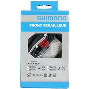 Shimano Altus FDM310 voorderailleur voor 3x7/8-speed, top swing, dual pull, geschikt voor mountainbikes en racefietsen.