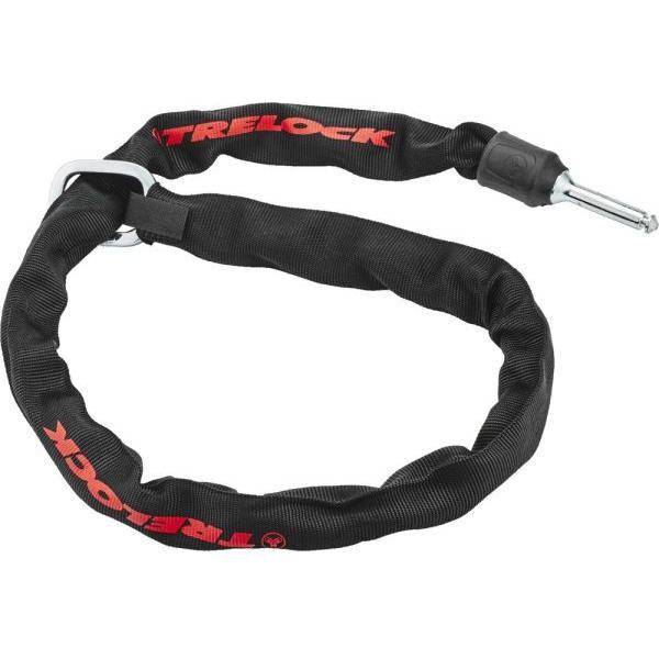 Zwarte Trelock Insteekketting ZR355 van 100 cm, stevige ketting voor fietsbeveiliging, zichtbaar op de afbeelding.