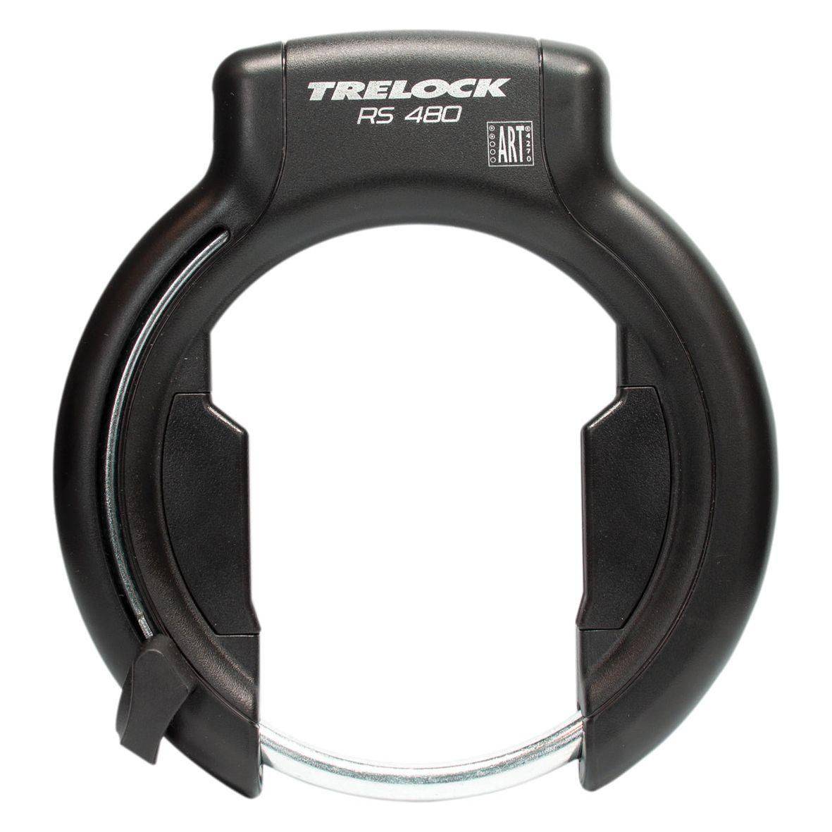 Zwart Trelock fietsslot Ringslot Rs 480 Protect-O-Connect XL met slot voor extra beveiliging en sleutelbediening.
