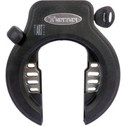 Zwart Edge ART2 ringslot voor extra fietsslotbeveiliging, zichtbaar op de afbeelding.