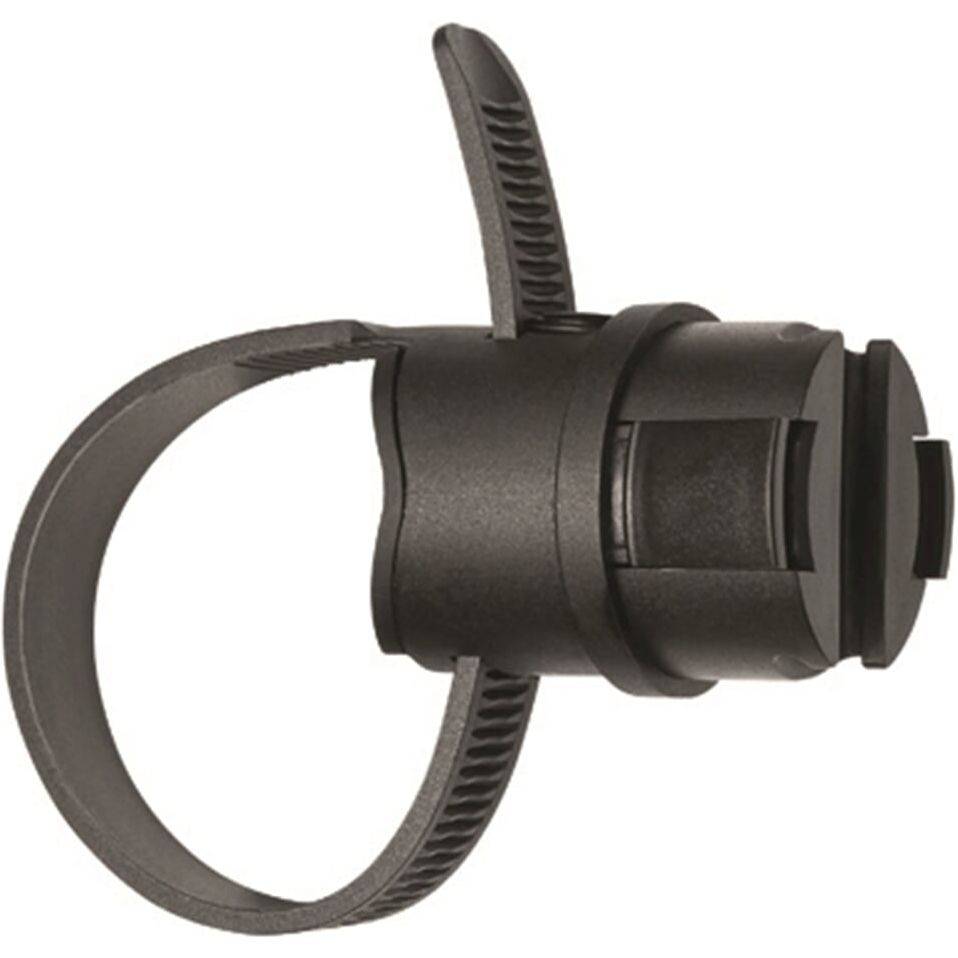 Axa Resolute framehouder universeel, 10, 12 of 15 mm, geschikt voor fietstoebehoren, zwart kunststof, zichtbaar in de afbeelding.