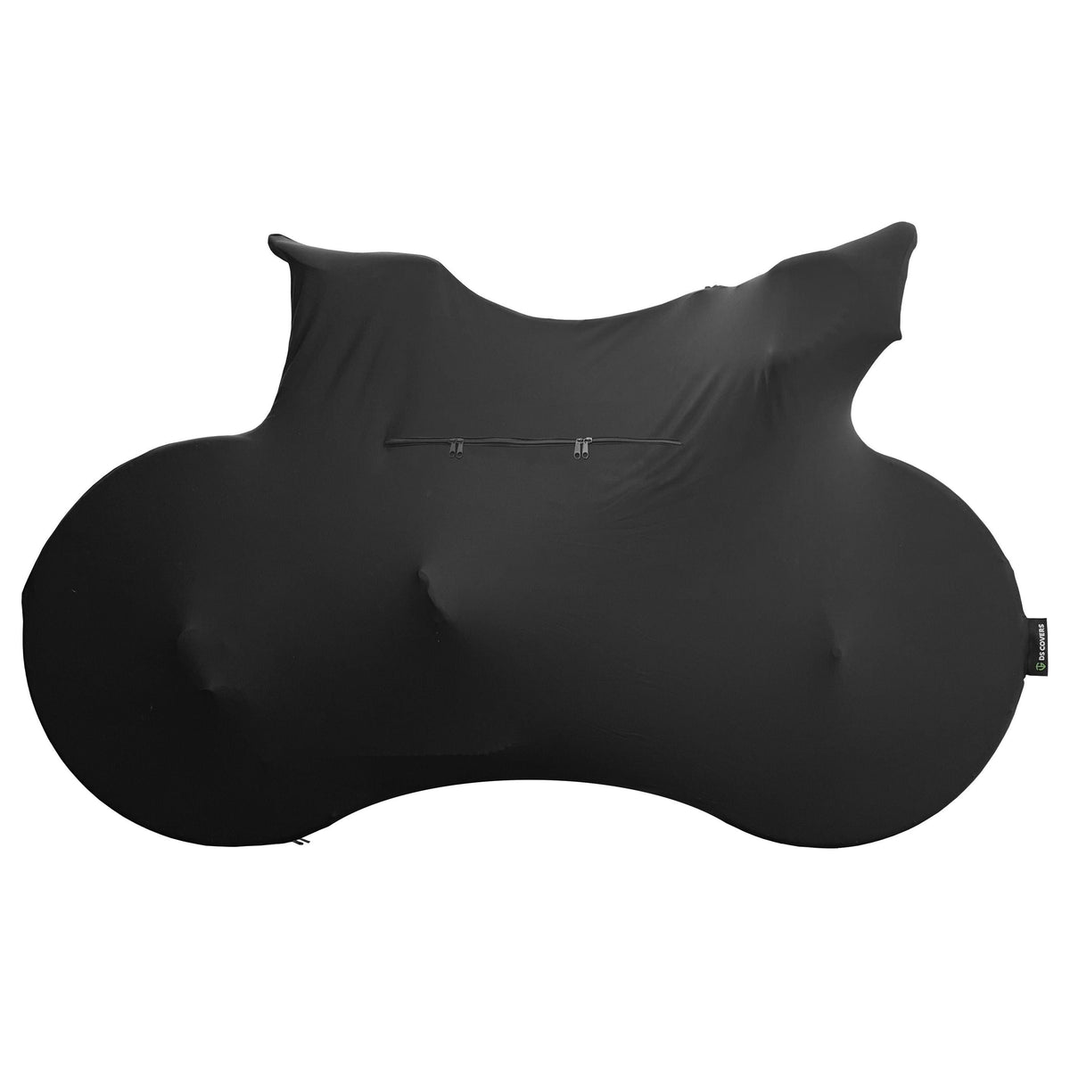 Zwarte DS Covers fietssok voor op de fietsdrager, beschermt de fiets tijdens transport, gemaakt van duurzame fietshoezen.