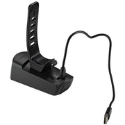Axa DWN oplaadbare USB koplamp met verstelbare banden en heldere LED-verlichting, geschikt voor fietsen.