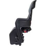 Polisport Joy Black Edition kinderzitje achter met dragerbevestiging voor fiets, zwart en veilig voor kinderen.