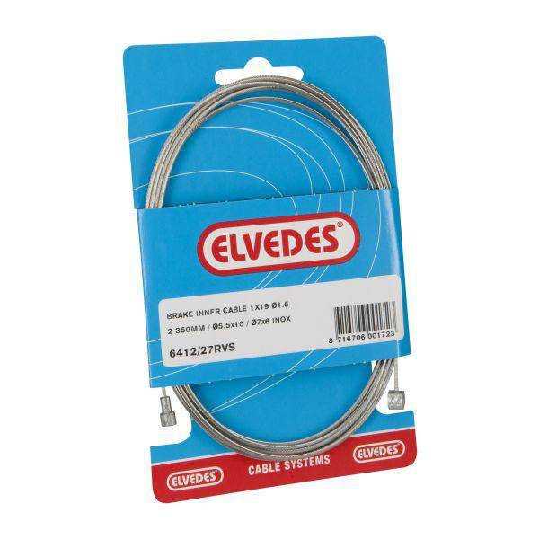 Elvedes rem binnenkabel met RVS 1,5mm diameter, V-nippel en T-nippel, geschikt voor fietsonderdelen, op kaart.