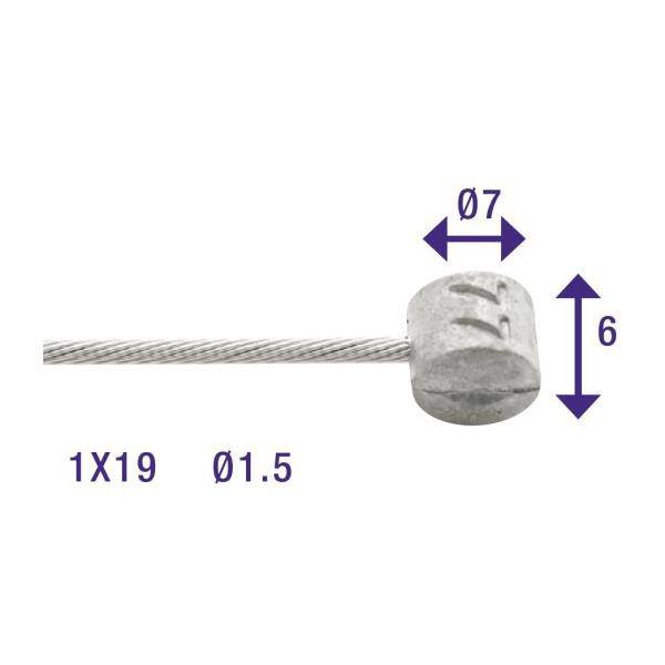 Rem Binnenkabel Elvedes 2250Mm Rvs Slick Ø1,5Mm T-Nippel (Op Kaart) - Le Coq Wielerartikelen