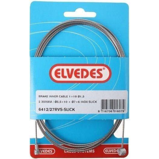 Elvedes rem binnenkabelset met RVS kabel, Ø1,5mm, inclusief V-nippel en T-nippel, voor fietsreparatie, 2350mm lang