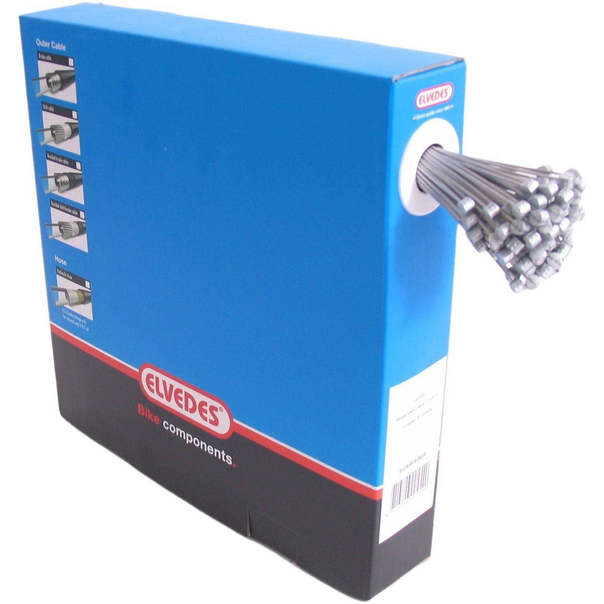 Elvedes binnenkabels remkabel met RVS T-nippel, 2000 mm lang, Ø 1,5 mm, set van 100 stuks op afbeelding.