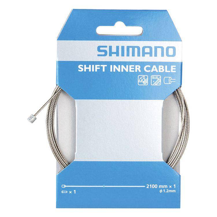 Shimano universele binnenkabel voor derailleur, Ø1,2 mm, 2100 mm lang, set van 10 stuks, geschikt voor fiets.