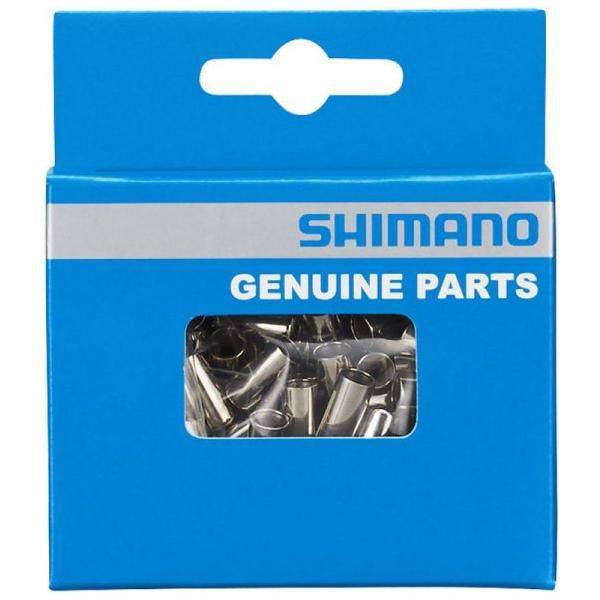 Shimano universeel anti-rafel aluminium kabeleindjes Ø1,6 mm, zilver, set van 100 stuks, geschikt voor kabels en draad.